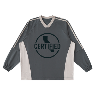 Color-Block V-Neck Long-Sleeve T-Shirt