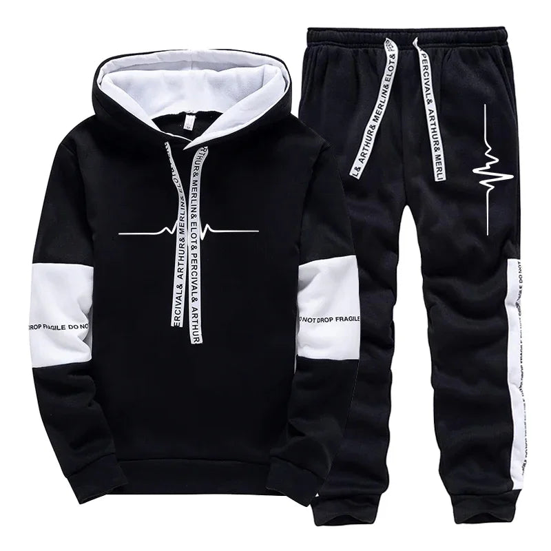 Mens Tracksuit Printing Casual Sweatshirts Sportswear Outdoors Sports Jogging Mens Clothing Single Piece Hoodie Pants Streetwear