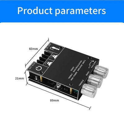 ZK-502MT amplifier 2.0 stereo Bluetooth audio digital HIFI amplifier board module high and low frequency tuner