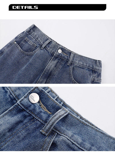 2025 New Korean Men's Casual Long Jeans Classic Man Straight Denim Wide-leg Pants Solid Color Light Blue Grey Black