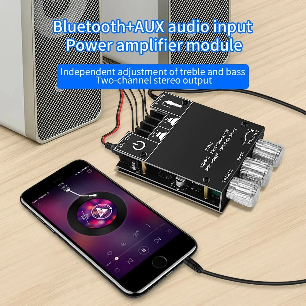 ZK-502MT amplifier 2.0 stereo Bluetooth audio digital HIFI amplifier board module high and low frequency tuner