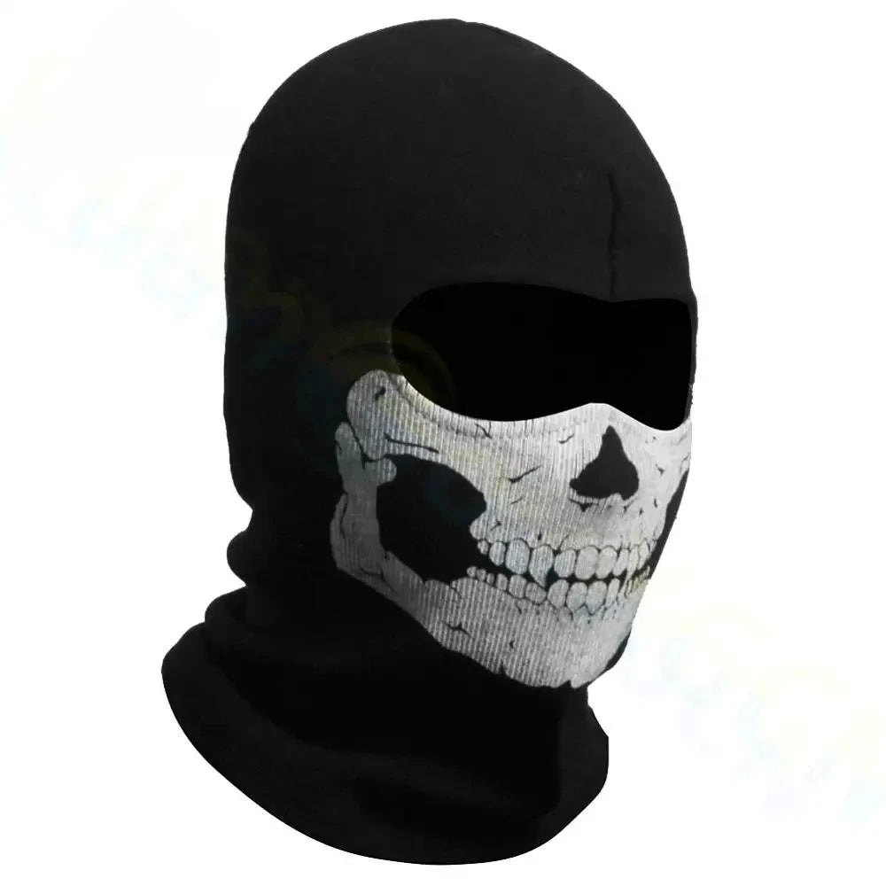 Bicycle Balaclava Full Face Mask Skull Print Motorcycle Full Face Mask Windproof Skiing Head Neck Warmer Bicycle Helmet Liner