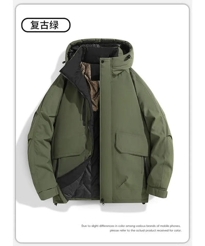 2025 Autumn/Winter New Thickened Fashion Versatile Warm Outdoor Windproof Waterproof Hooded Casual Jacket Cotton Jacket  for Men
