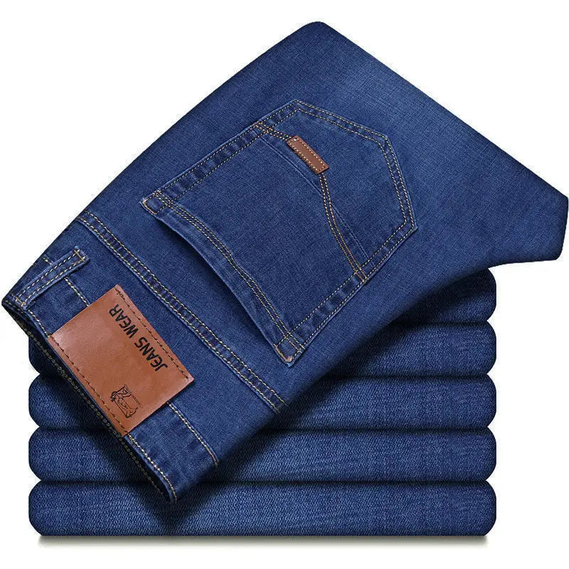 Men’s Classic Jeans  Blue Comfortable Business Straight Casual Pants Brand Male Clothes Trousers