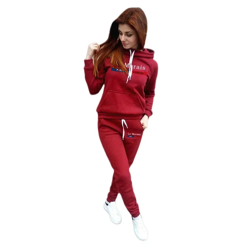 Clothing Comfort Set Quality Casual Hot Sales Fashion Woman Two Piece Set Daily Hoodie Sports Jogging Printing Women's Tracksuit