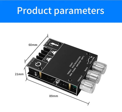 ZK-502MT amplifier 2.0 stereo Bluetooth audio digital HIFI amplifier board module high and low frequency tuner