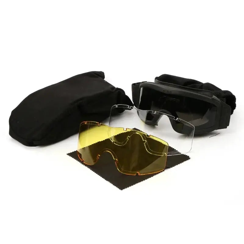 Tactical Goggles Mountaineering Shooting Sunglasses Windproof Sand Control Motocross CS Glasses 3 Lenses Replaceable Motorcycle by SouthValleyCertified
