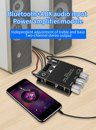 ZK-502MT amplifier 2.0 stereo Bluetooth audio digital HIFI amplifier board module high and low frequency tuner