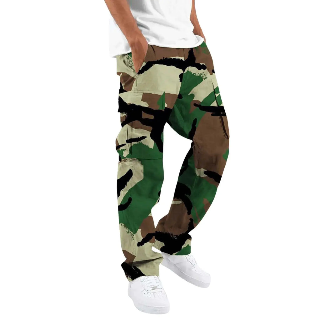 Large Pocket Loose Overalls Men's Outdoor Sports Jogging Tactical Pants Elastic Waist Casual Work Pants camouflage pants by DSers-AliExpress Dropshipping