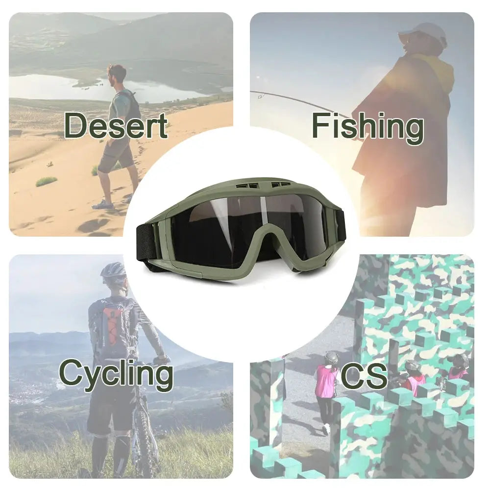 Tactical Goggles Mountaineering Shooting Sunglasses Windproof Sand Control Motocross CS Glasses 3 Lenses Replaceable Motorcycle by SouthValleyCertified