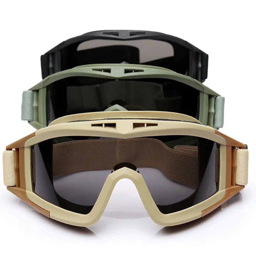 Tactical Goggles Mountaineering Shooting Sunglasses Windproof Sand Control Motocross CS Glasses 3 Lenses Replaceable Motorcycle by SouthValleyCertified