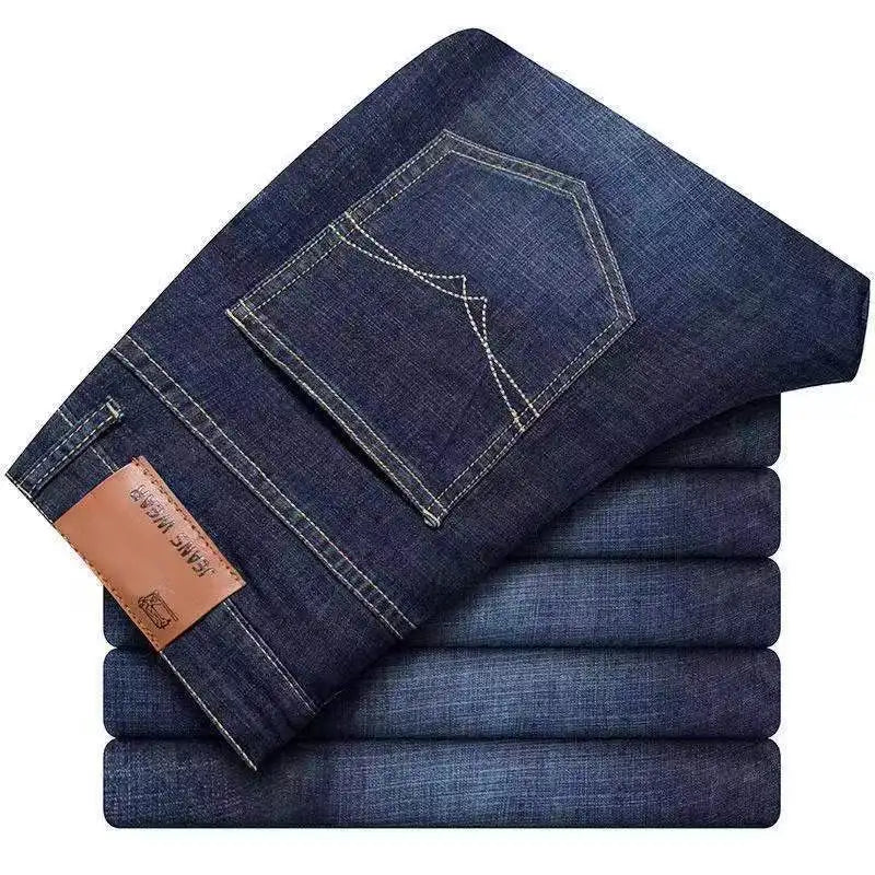 Men’s Classic Jeans  Blue Comfortable Business Straight Casual Pants Brand Male Clothes Trousers