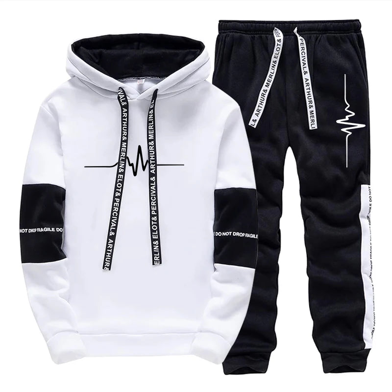 Mens Tracksuit Printing Casual Sweatshirts Sportswear Outdoors Sports Jogging Mens Clothing Single Piece Hoodie Pants Streetwear