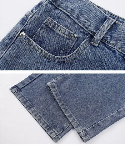 2025 New Korean Men's Casual Long Jeans Classic Man Straight Denim Wide-leg Pants Solid Color Light Blue Grey Black