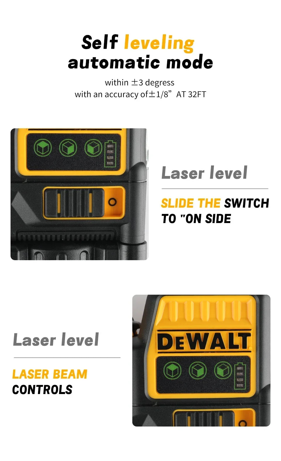 2025 NEW Dewalt DW089LG 3 Sides*360 Degree Vertical 12V Lithium Battery 12 Lines Laser Level 360 Horizontal Green Meter Outdoor