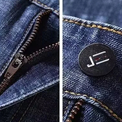 2025 New Men Fashion Loose Straight Elasticity Jeans Male Wear-resistant Slim Fit Denim Pants Smart Casual Dark Gray Trousers