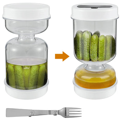 Pickles Jar Dry and Wet Dispenser Pickle Olives Hourglass Jar Leakproof Reusable for Food Storage Kitchen Foods Separator Tools