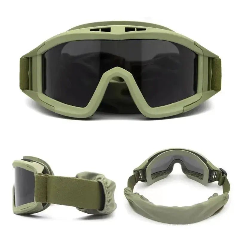 Tactical Goggles Mountaineering Shooting Sunglasses Windproof Sand Control Motocross CS Glasses 3 Lenses Replaceable Motorcycle by SouthValleyCertified