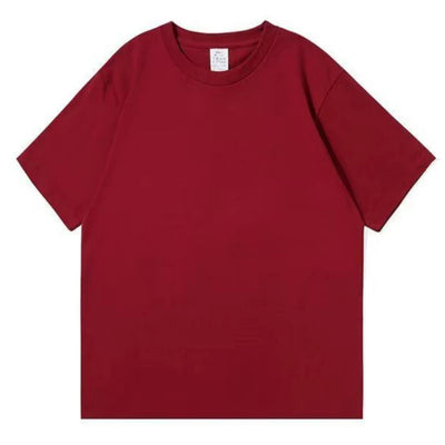 Black White GSM 500g Heavy-duty Pure Cotton T-shirt Thickened Threaded Round Neck Short Sleeves Three Needle Half Sleeve Tees