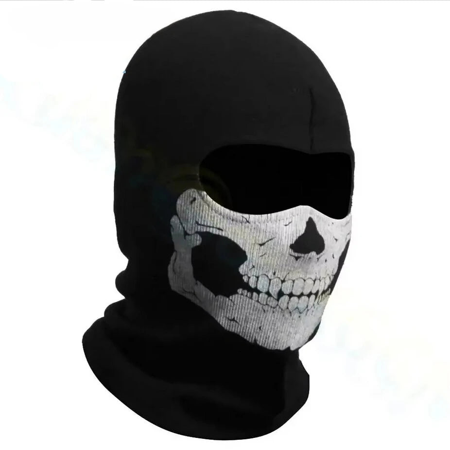 Bicycle Balaclava Full Face Mask Skull Print Motorcycle Full Face Mask Windproof Skiing Head Neck Warmer Bicycle Helmet Liner