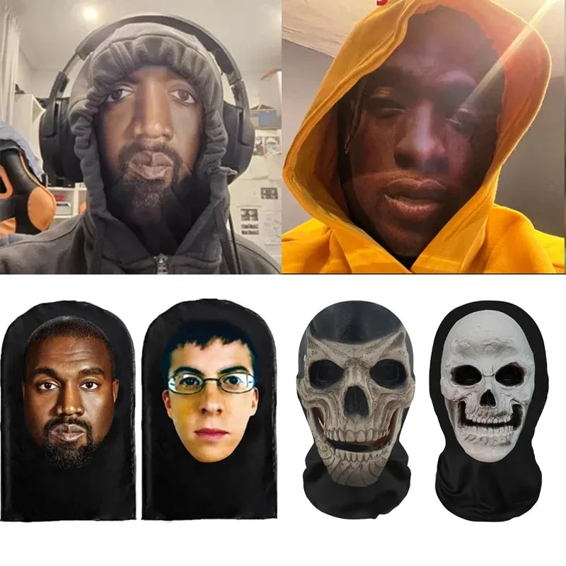 Halloween Terrifying Mask Ronaldo Kanye Mask Interesting 3D Printed Seamless Hat Mascaras Cosplay Facial Mask Party Cosplay Prop