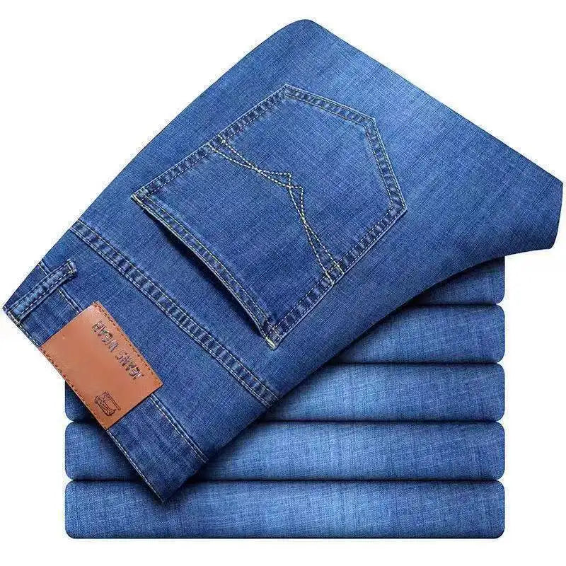 Men’s Classic Jeans  Blue Comfortable Business Straight Casual Pants Brand Male Clothes Trousers