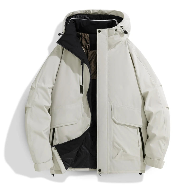 2025 Autumn/Winter New Thickened Fashion Versatile Warm Outdoor Windproof Waterproof Hooded Casual Jacket Cotton Jacket  for Men