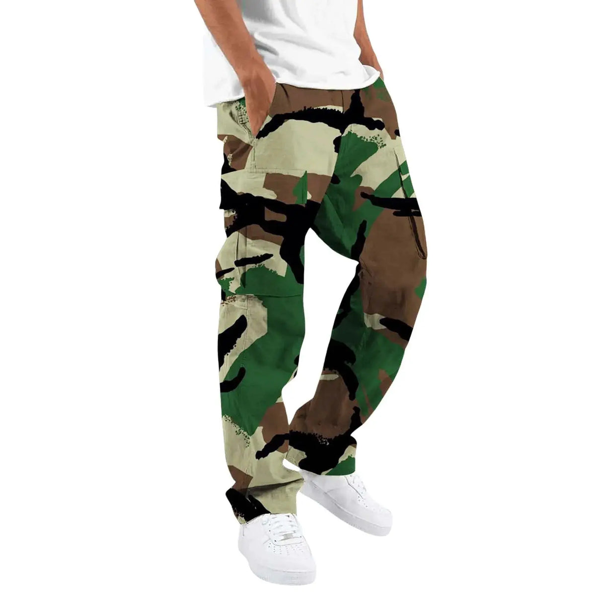 Large Pocket Loose Overalls Men's Outdoor Sports Jogging Tactical Pants Elastic Waist Casual Work Pants camouflage pants by DSers-AliExpress Dropshipping