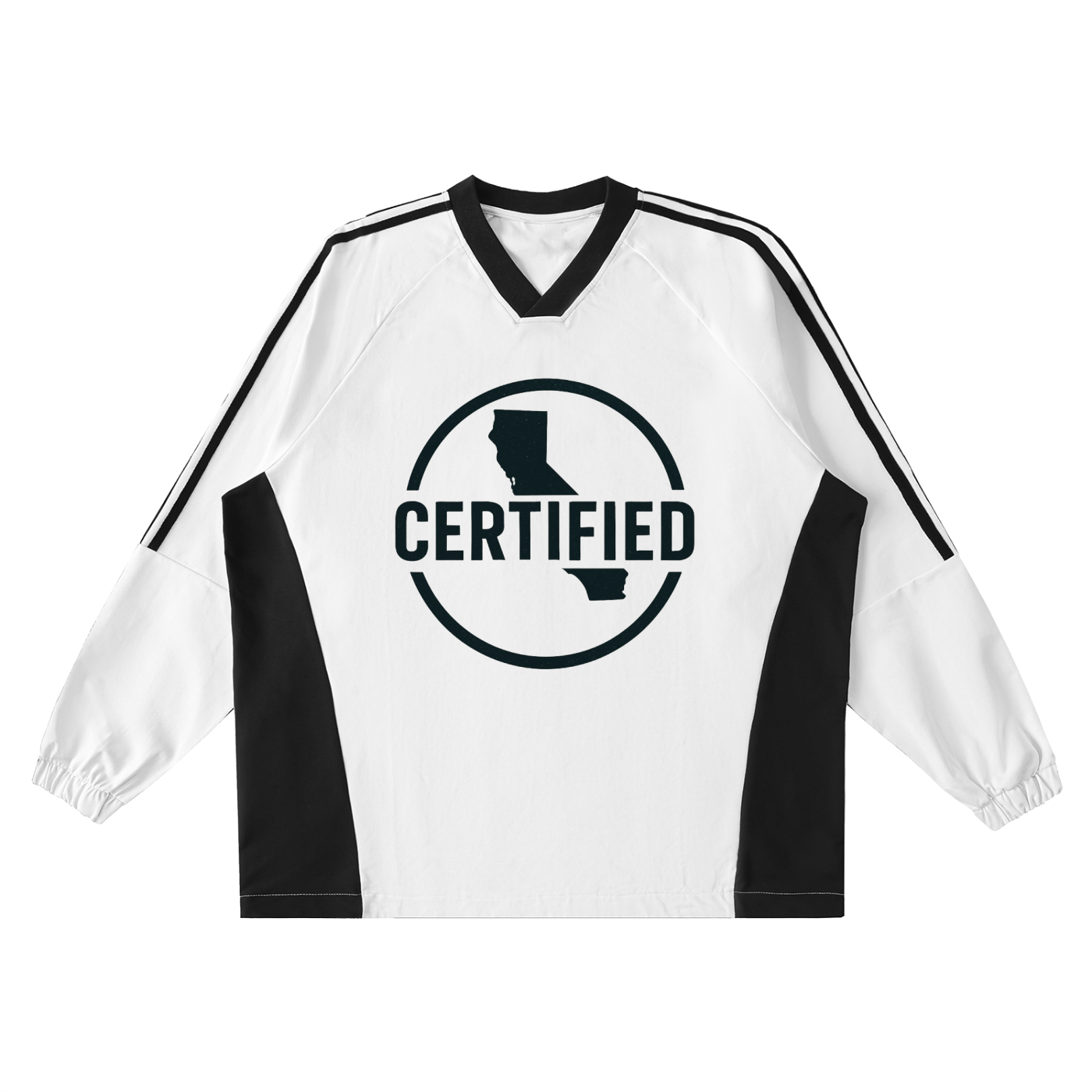 Color-Block V-Neck Long-Sleeve T-Shirt